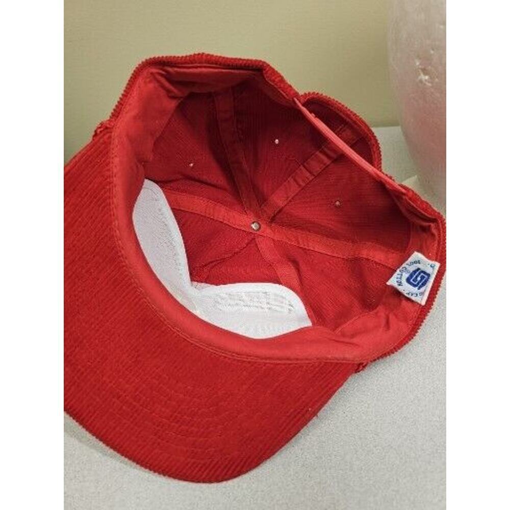 GRACO Manufacturing Red Corduroy Snapback Trucker Hat Vintage 90s - Picture 7 of 11